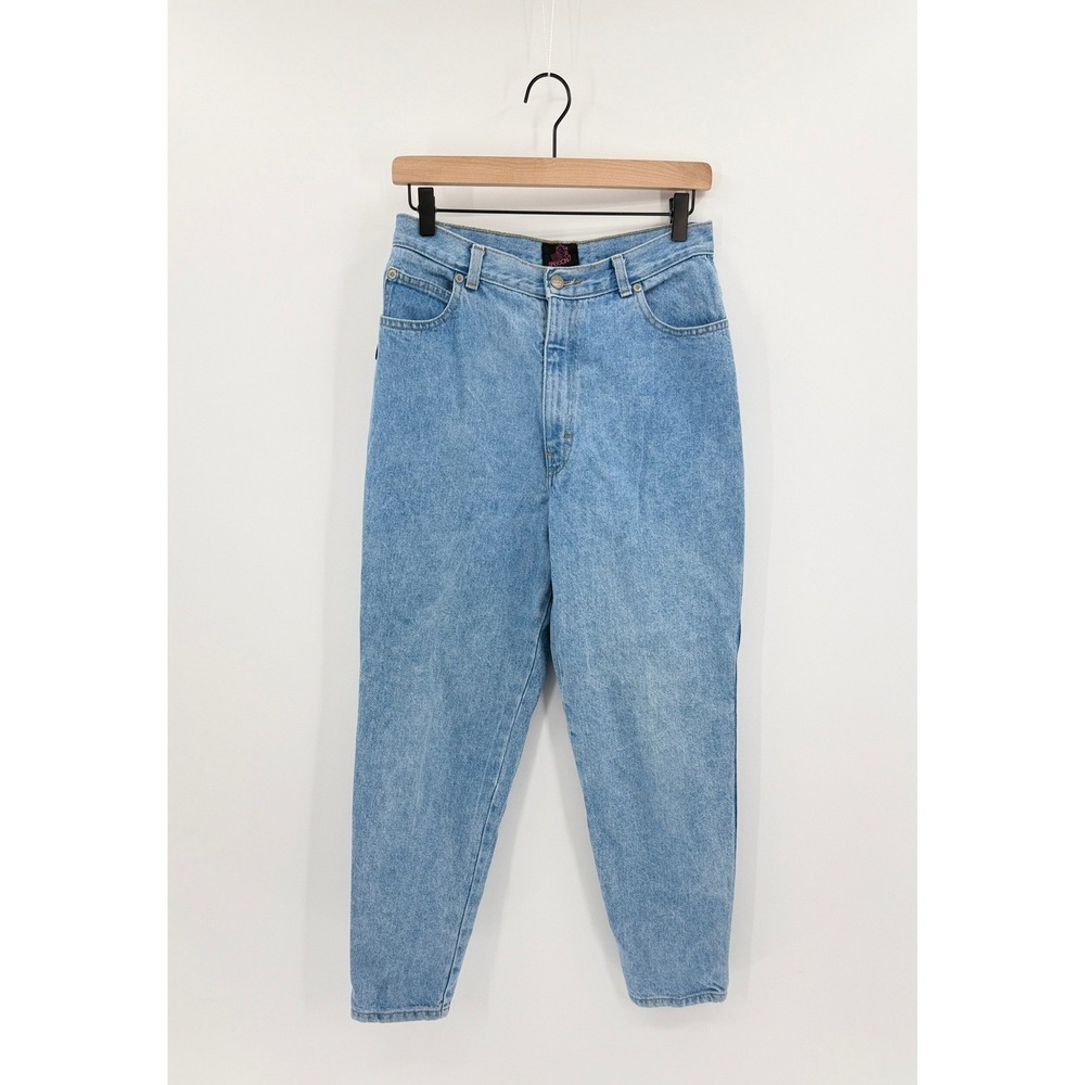 Vintage Sasson Womens 12 Denim Mom Jeans Light Wash Tapered Bow High Rise